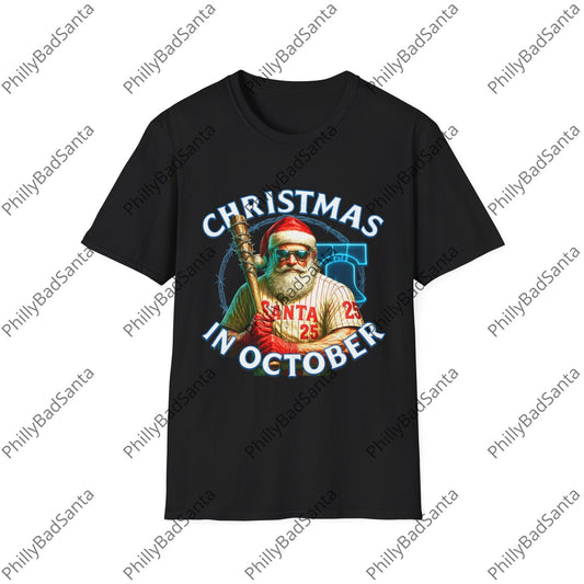 Philadelphia Phillies Christmas in October Philly Bad Santa T-Shirt
