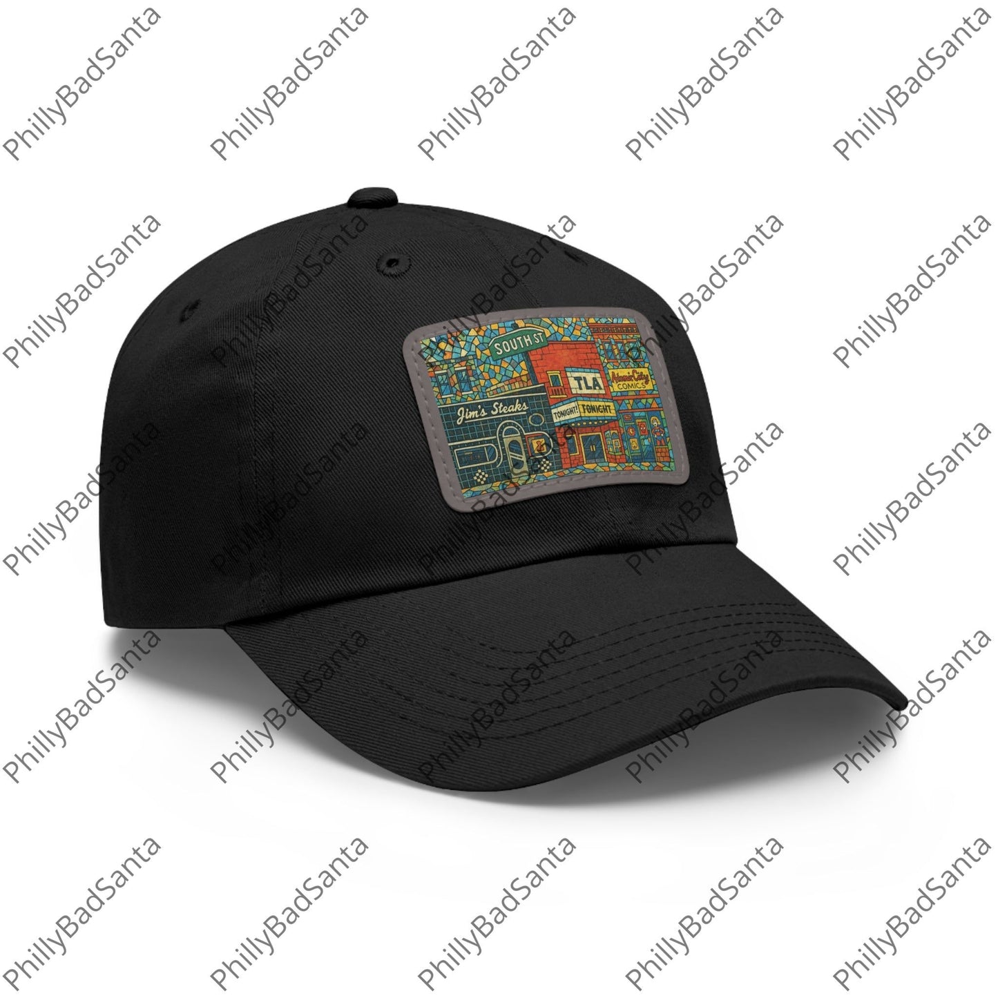 South Street, Philadelphia. Hat with Leather Patch, Jim's Steaks, TLA, Atomic Comics, Magic Gardens, Philly Style