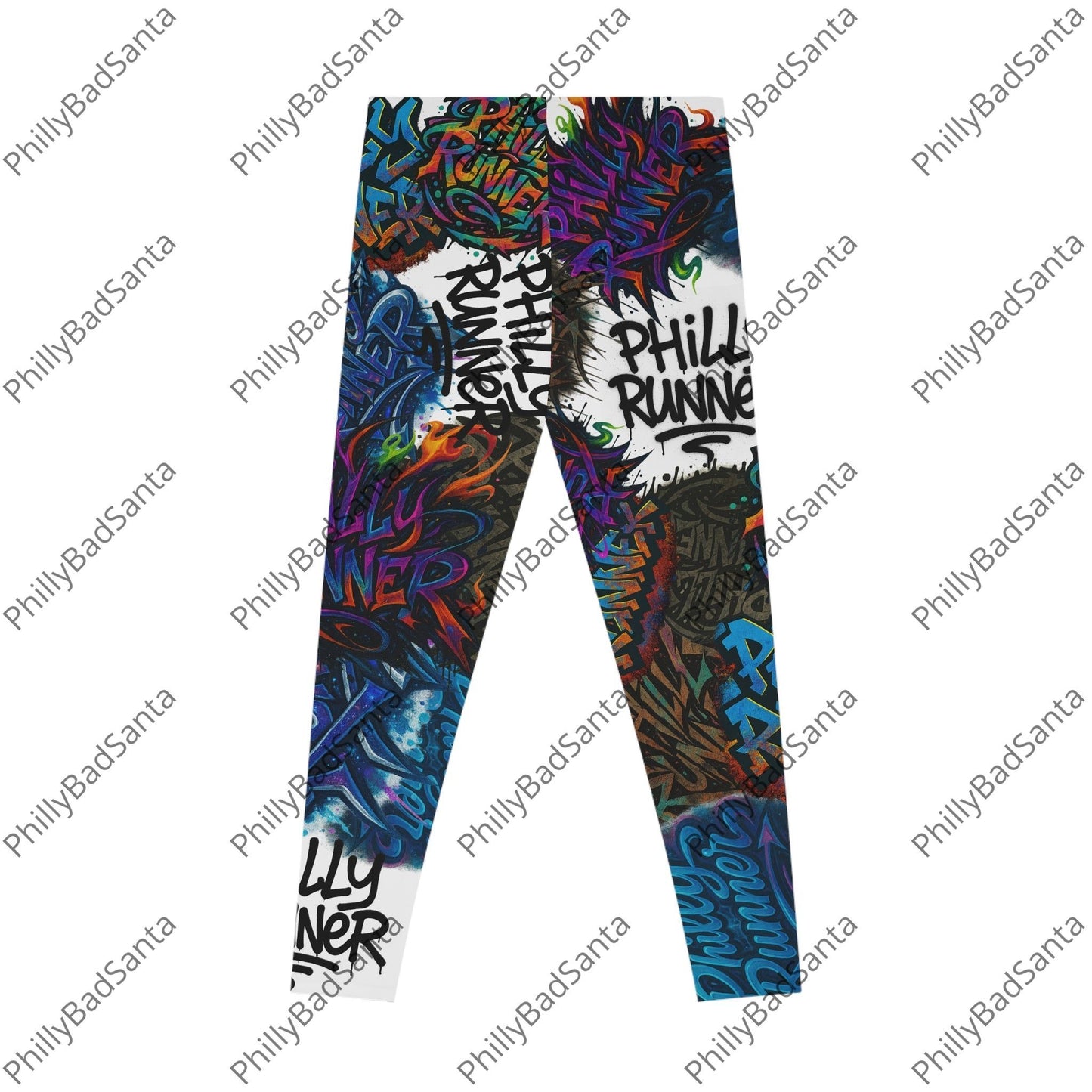 Philly Runner Graffiti Print Leggings. It's like the graffiti on the El, but on your leggings. Trendy Activewear, Street Style Apparel, Fitness Leggings, Unique Workout Pants, Vibrant Fashion