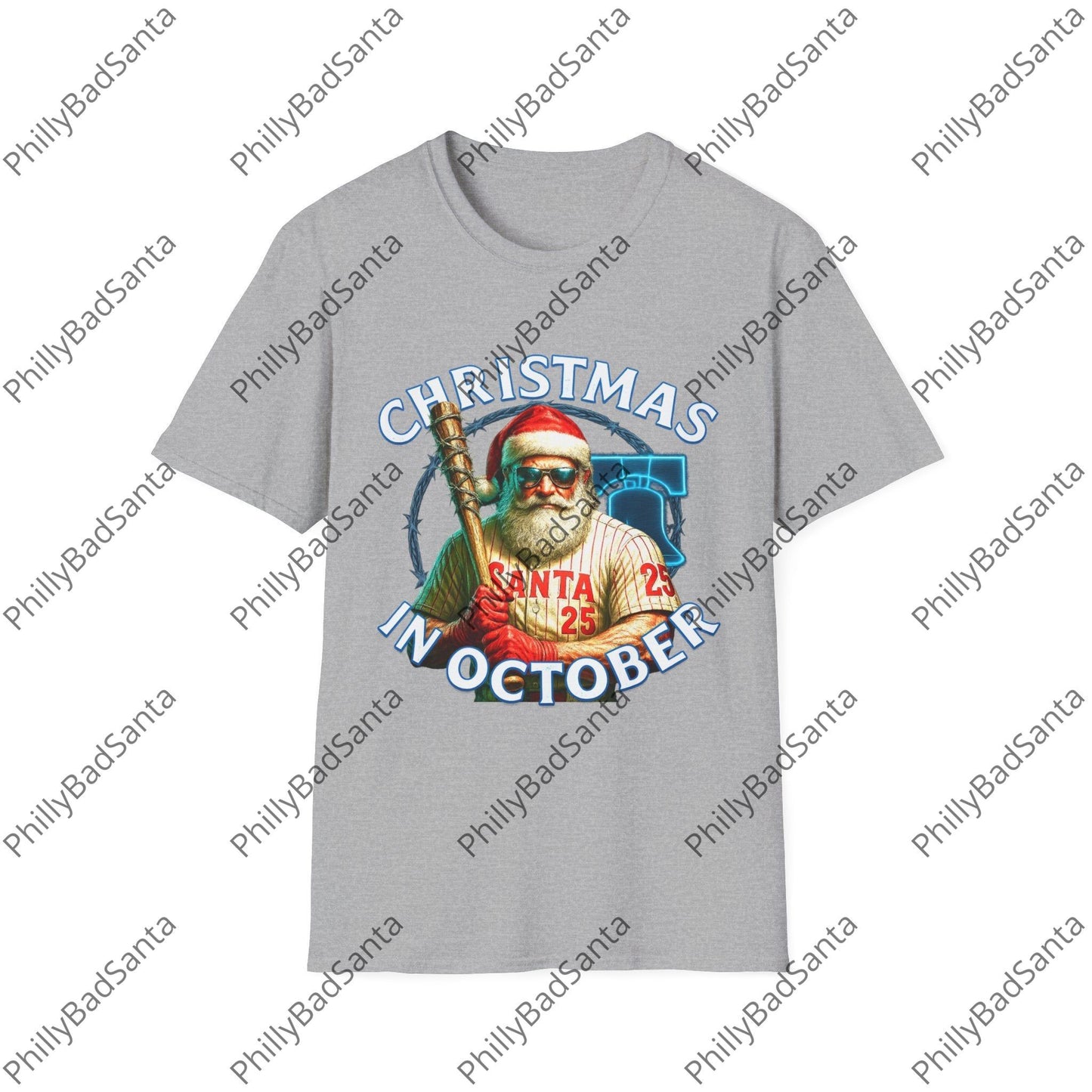 Philadelphia Phillies Christmas in October Philly Bad Santa T-Shirt