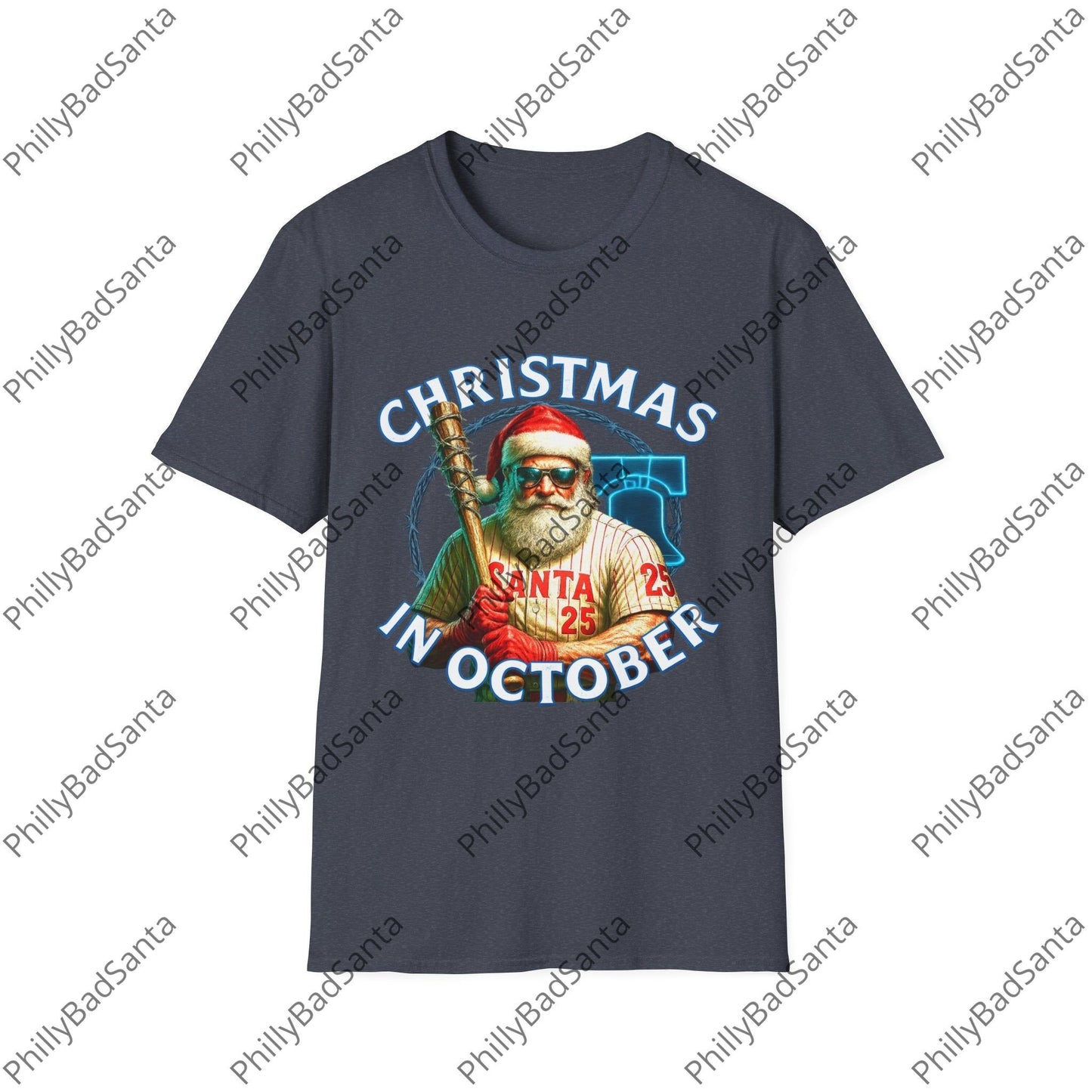 Philadelphia Phillies Christmas in October Philly Bad Santa T-Shirt
