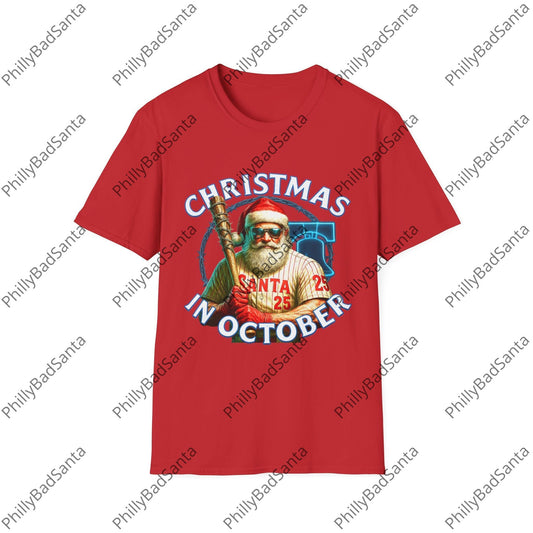 Philadelphia Phillies Christmas in October Philly Bad Santa T-Shirt