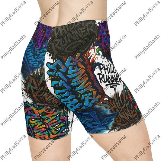 Philly Runner Graffiti Biker Shorts. It's like the graffiti on the El, but on your shorts. Fitness, Running, Summer Wear, Festival Fashion