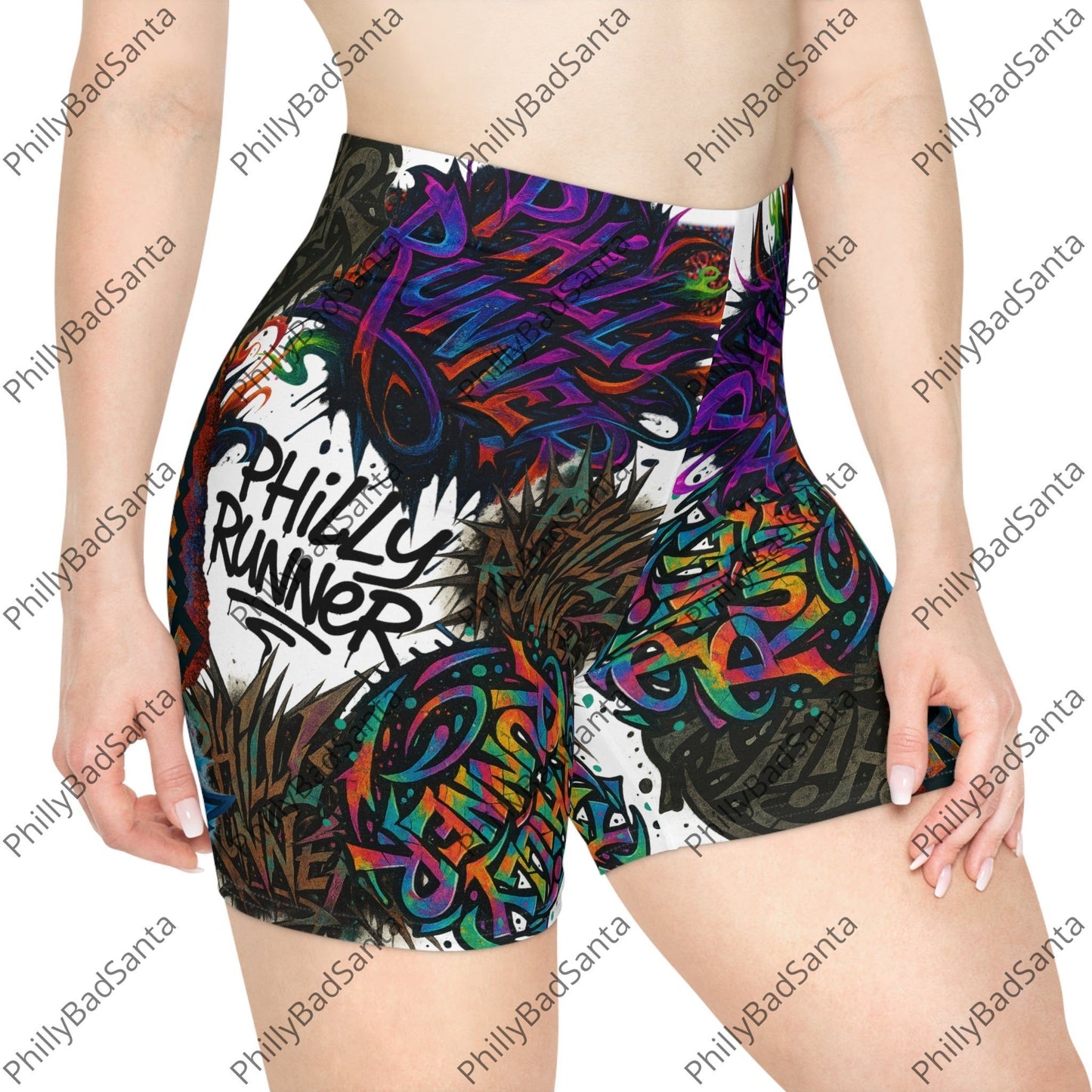 Philly Runner Graffiti Biker Shorts. It's like the graffiti on the El, but on your shorts. Fitness, Running, Summer Wear, Festival Fashion