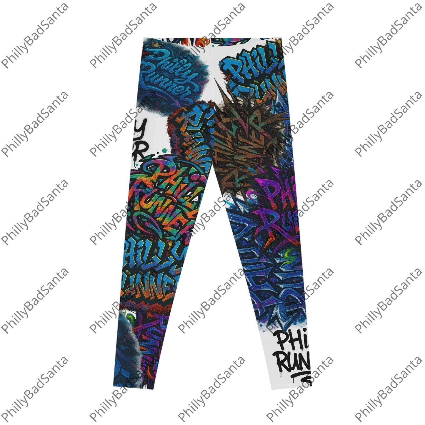 Philly Runner Graffiti Print Leggings. It's like the graffiti on the El, but on your leggings. Trendy Activewear, Street Style Apparel, Fitness Leggings, Unique Workout Pants, Vibrant Fashion