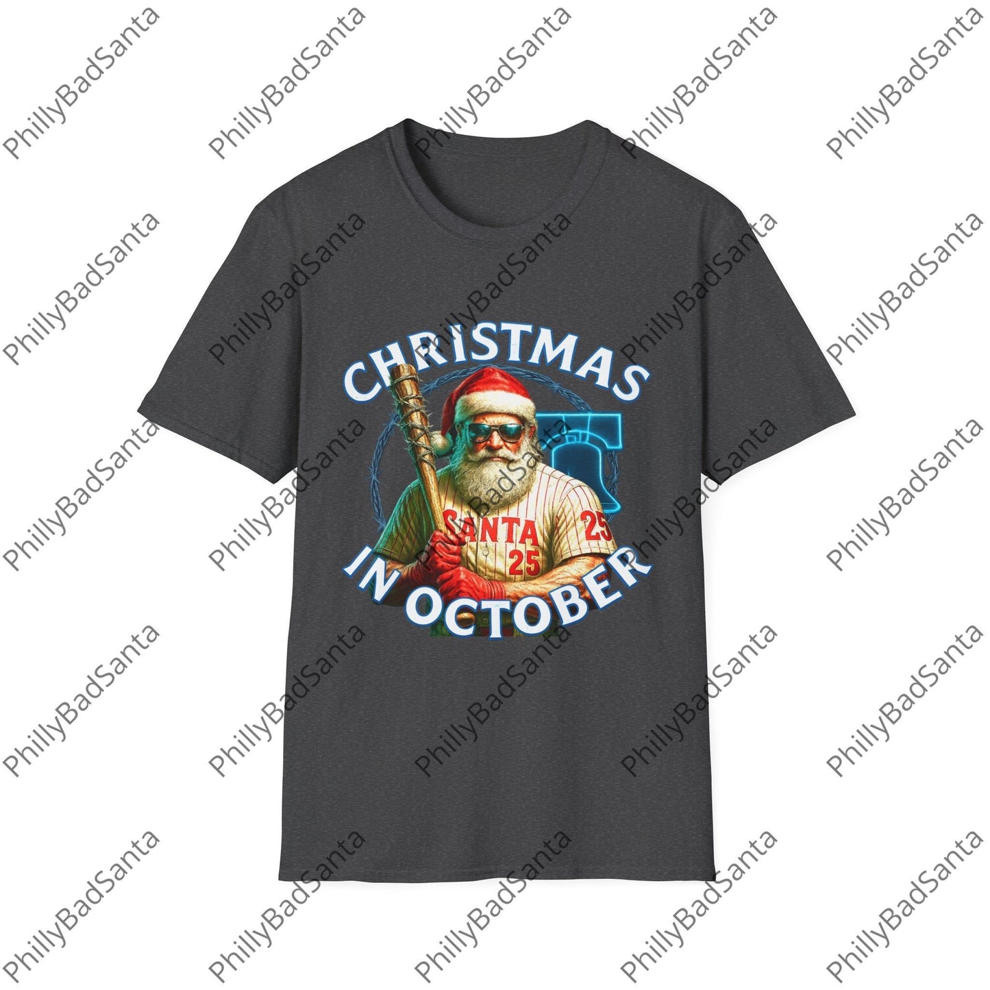 Philadelphia Phillies Christmas in October Philly Bad Santa T-Shirt